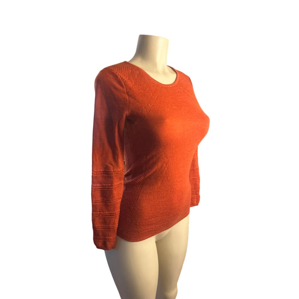Women XS Krimson Klover Wool Crewneck Rust Sweater Top Long Slv Pullover